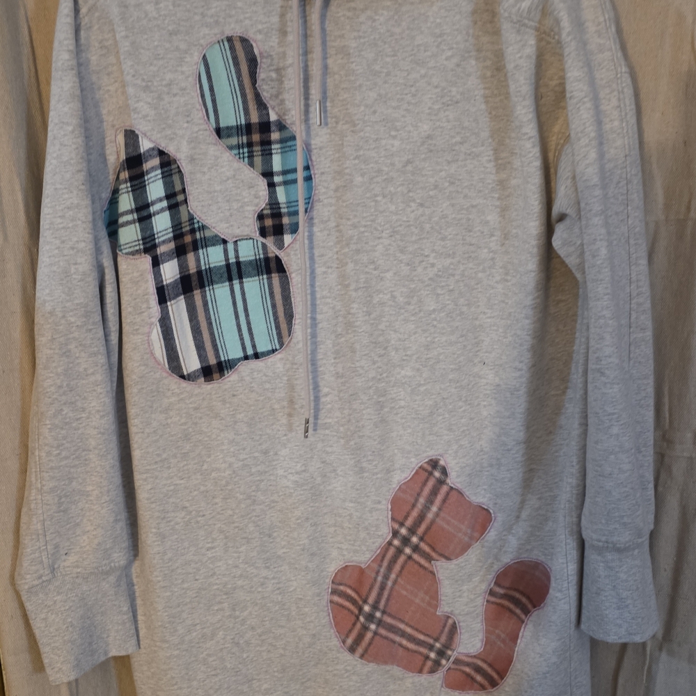 Up Cycled Plaid Patch Hoodie